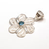 SS Blue Topaz Round Filigree Flower Pendant