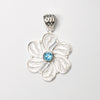 SS Blue Topaz Round Filigree Flower Pendant