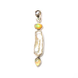 SS Ethiopian Opal & Stick Pearl Pendant