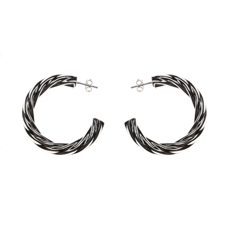 Sterling Silver J-Hoop Long Puff Post Earrings