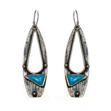 Oxidized Sterling Silver Oval Turquoise Triangle Earring