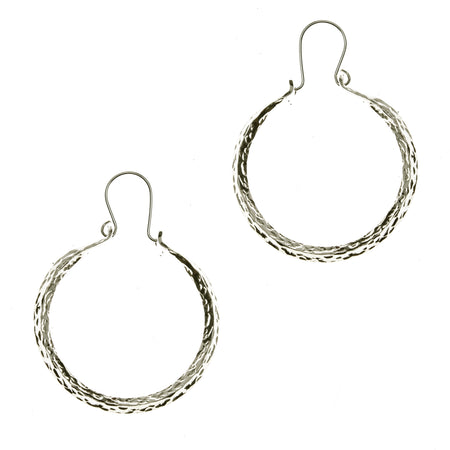 Recycled Piano Wire Loop Earrings in Champagne & Slate