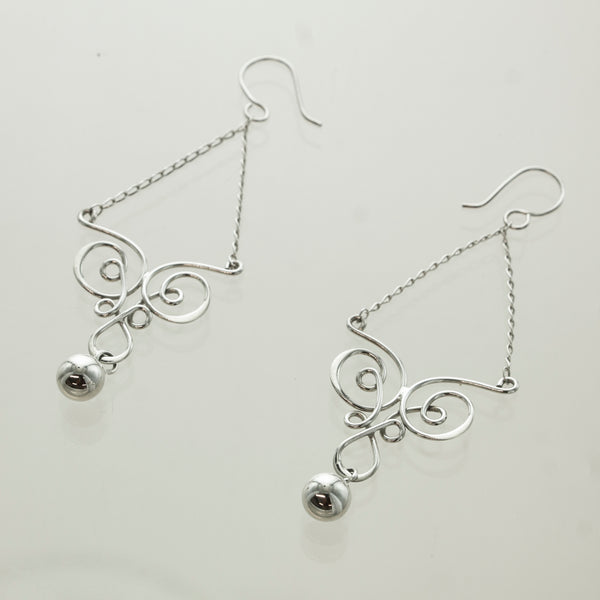 SS Swirl & Chain Balance Earrings