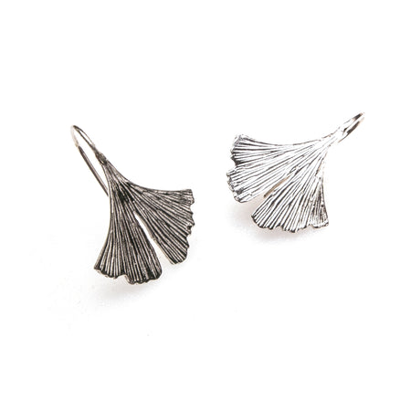 Sterling Silver Freshwater Pearl Fan Leaf Dangle Earrings