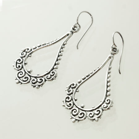SS Hammered Mobile Stack Dangle Earrings