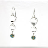 SS Graduated Concave Circle and Turquoise Dangle Earrings