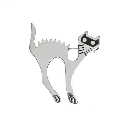 Sterling Silver Scaredy Cat Pin