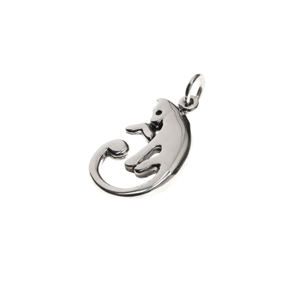 Sterling Silver Curled Cat Necklace