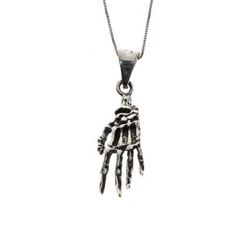 Sterling Silver Hand Bones Necklace
