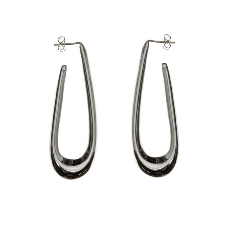 Sterling Silver Puff Hoop Earrings