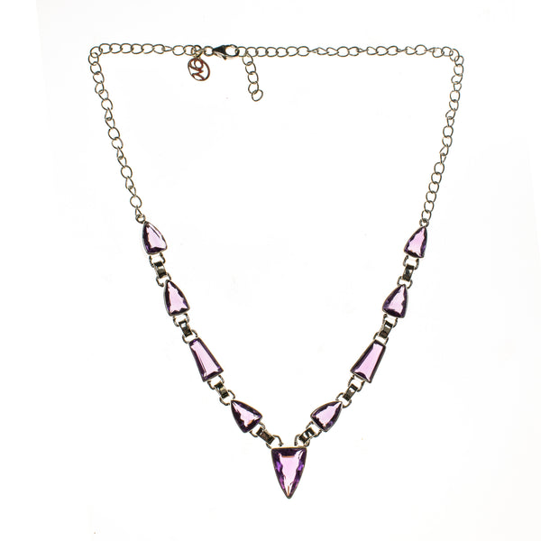 Sterling Silver 9 Faceted Amethyst Necklace