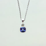 SS Small Square Tanzanite Bezel Necklace