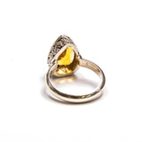 SS Citrine Pear w/ Filigree Sides Ring Size 7.25