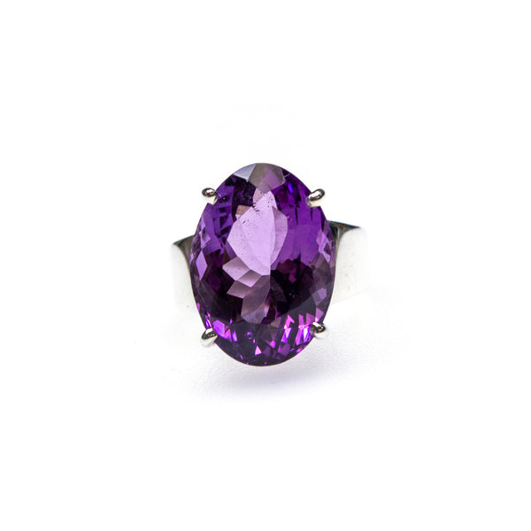 SS Amethyst Prong Ring (Size 8)