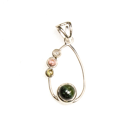 Sterling Silver Tourmaline Pink/Green Necklace