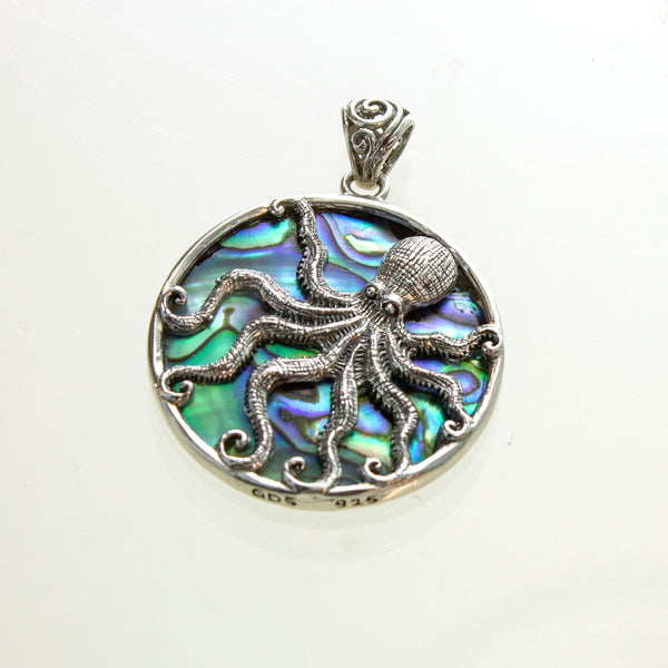 SS Round Abalone Octopus Pendant