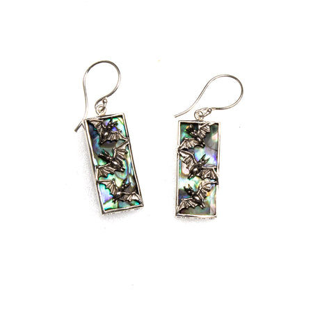SS Abalone Dragonfly Circle Earrings