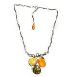 SS Leaves and Amber Berries Necklace