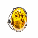 SS Art Deco Amber Nugget Ring Size 10.75