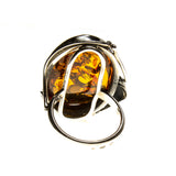 SS Art Deco Amber Nugget Ring Size 10.75