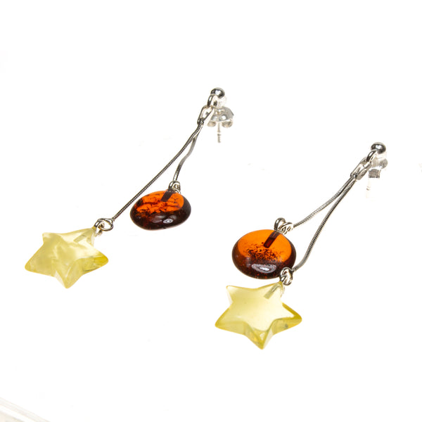 SS Amber Hung The Moon and the Stars Earrings