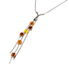 SS Multicolored Amber Cube Drop Necklace