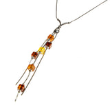 SS Multicolored Amber Cube Drop Necklace