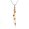 SS Multicolored Amber Cube Drop Necklace