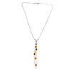 SS Multicolored Amber Cube Drop Necklace