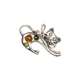 SS Amber Stretching Cat Pendant