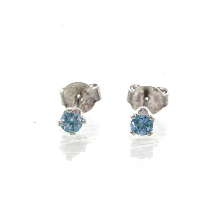 SS Flower Ring & Suspended Blue Topaz Earrings