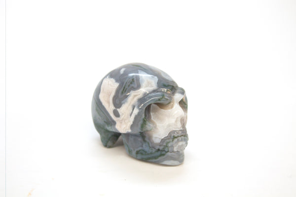 Gray and White Jasper Carved Skull