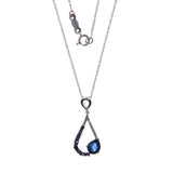 14K White Gold Saphhire Pear Necklace