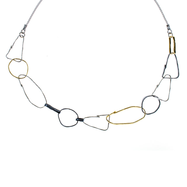 Sterling Silver Vermeil Oxdized Link Necklace