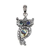 Sterling Silver Abalone Shell Owl Pendant