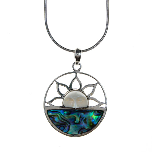 Sterling Silver Abalone Shell Sun Necklace