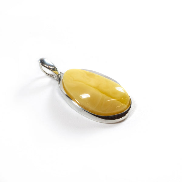 SS Butterscotch Amber Long Oval Pendant