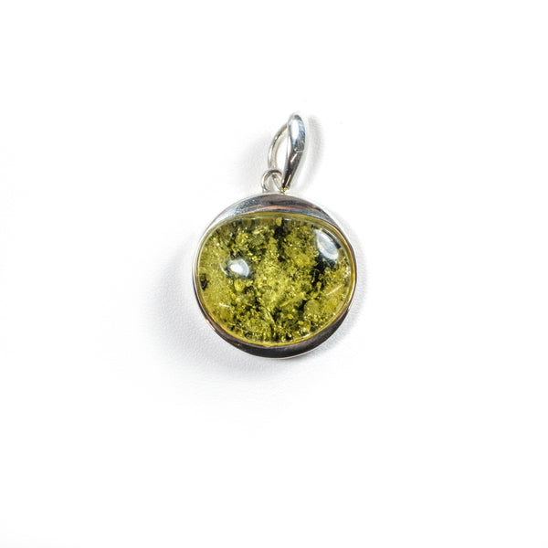 SS Green Amber Circle Pendant