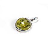 SS Green Amber Circle Pendant