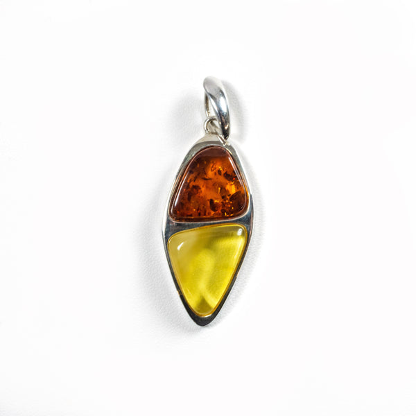 SS Amber Two Tone Triangle Pendant