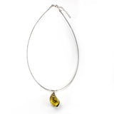 SS Amber Yellow Curvy Chord Necklace