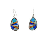 SS Created Opal Multicolor Inlay Earrings