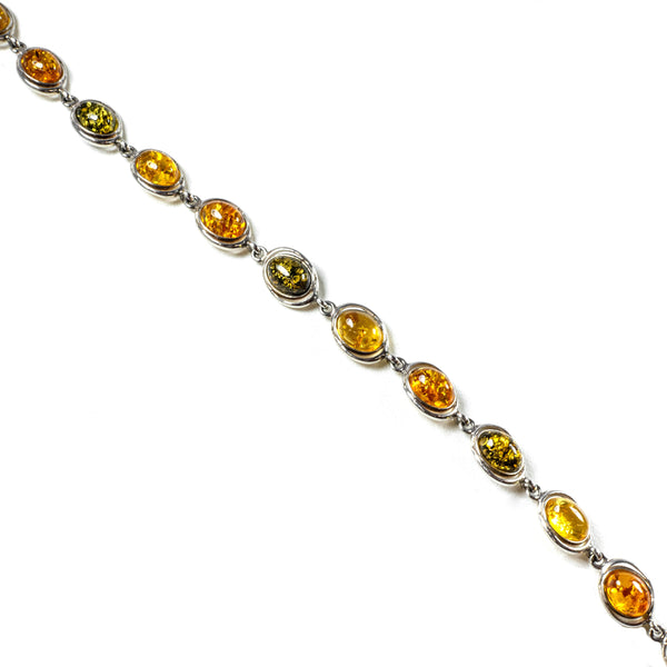 SS Amber Multicolor Bezel Bracelet