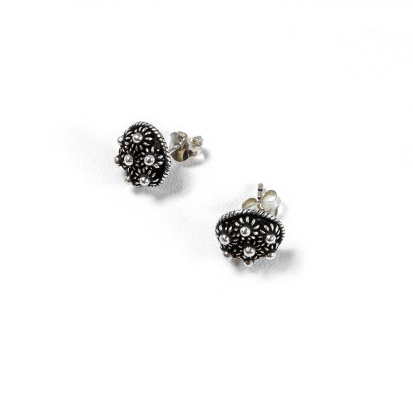 SS Oxidized Flower Bead Studs