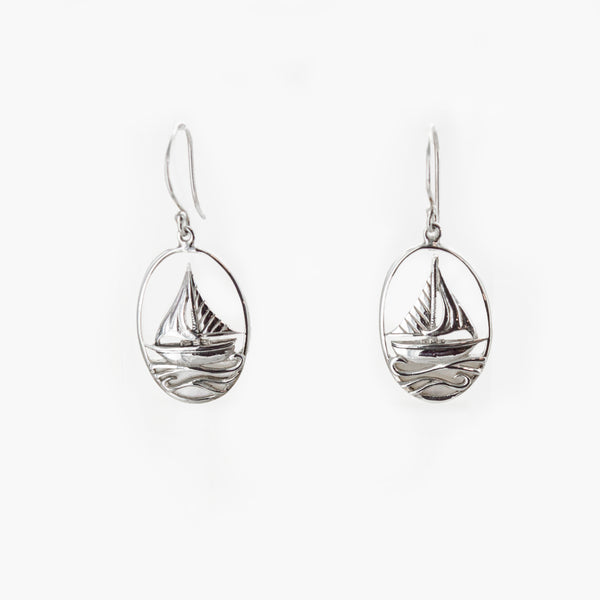 SS Sailboat Dangle Earrings