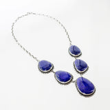SS Lapis Linked Ovals Necklace