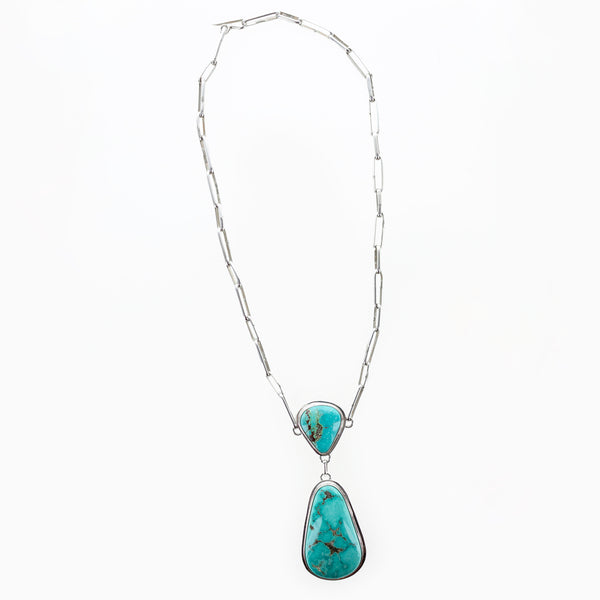 SS Turquoise Triangles Bezel Necklace