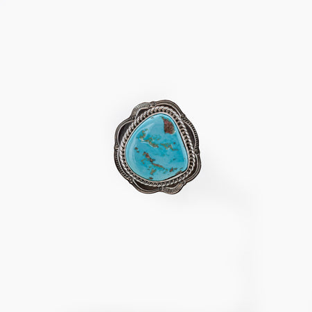 SS Vibrant Turquoise Scroll Bezel Rings (Size 6.5 & 8)