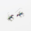 SS Multicolored Horse Inlay Dangle Earrings