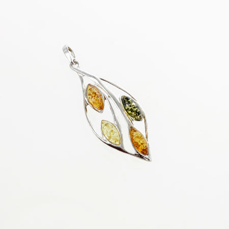 SS Multicolor Amber Three Leaf Dangle Earrings